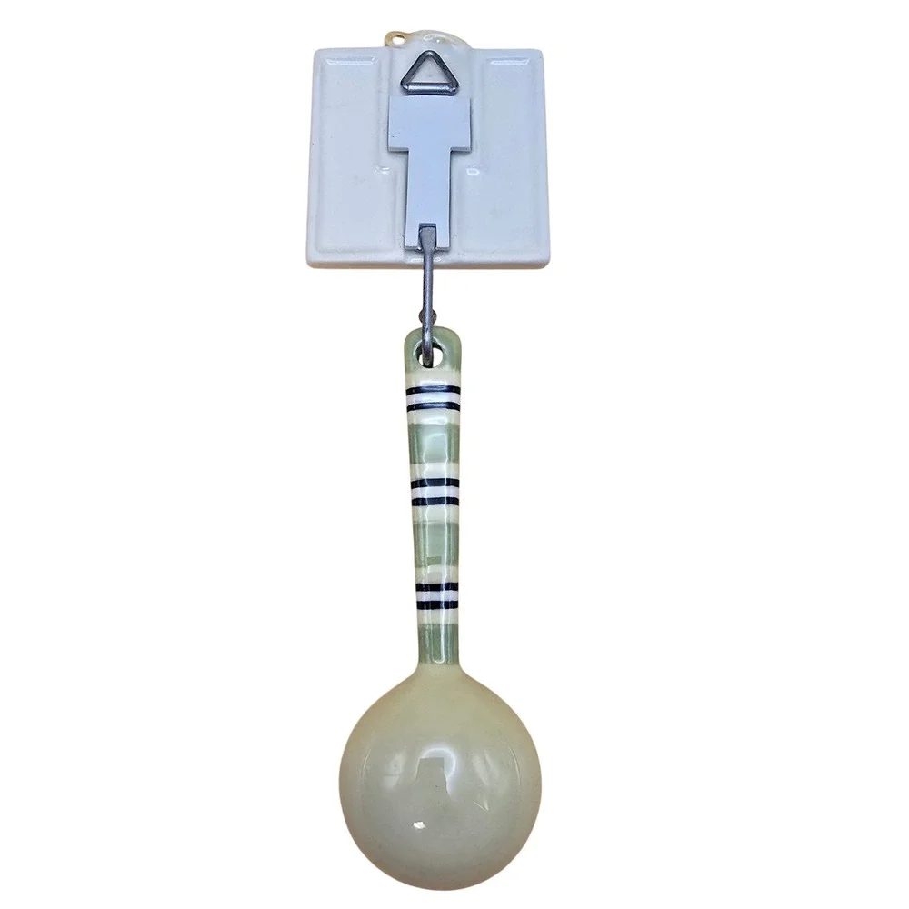 Ceramic Coffee Scoop and Wall‎ Hook Set Grab Life By The Bean Sage Green Cream